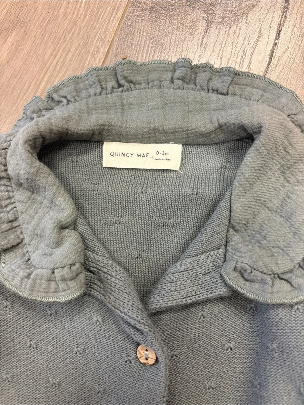 Quincy Mae Ruffle Collar Knit Cardigan